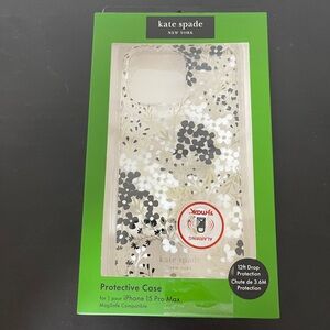 Kate Spade Black and White Floral iPhone 15 Pro Max Case